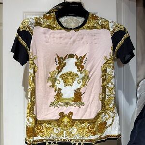 Versace Pink and Gold Medusa T-Shirt